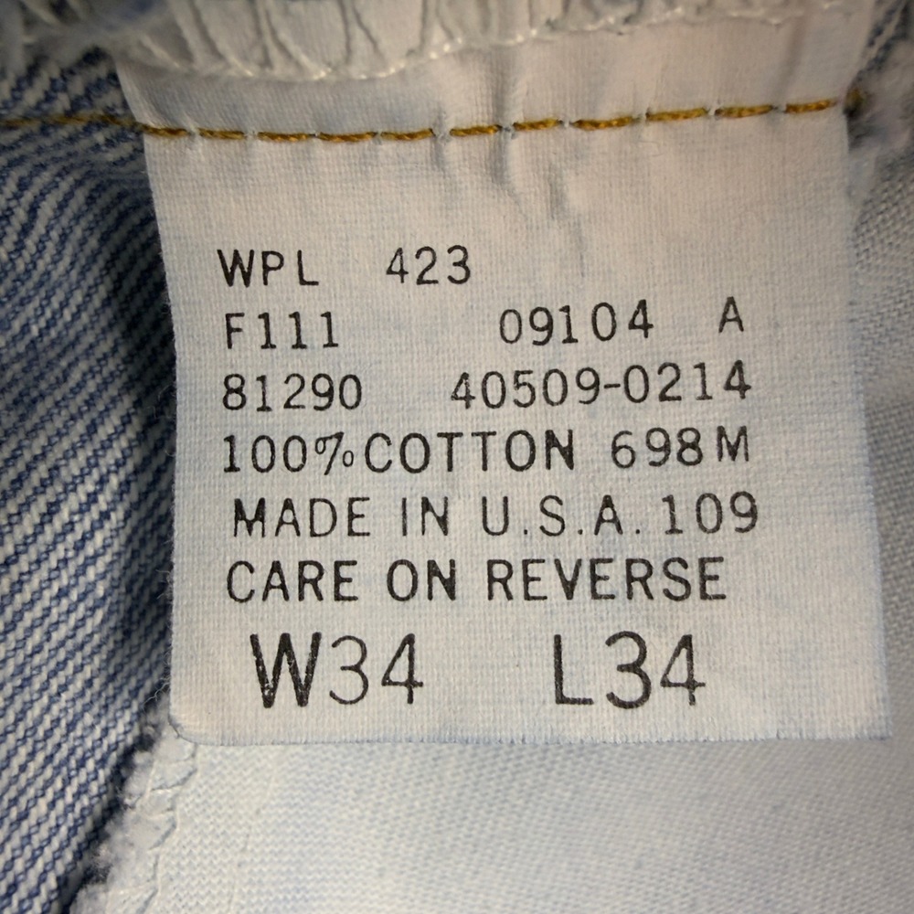 Vintage Levis 509 Orange Tab Mens 34x34 Light Wash Straight Leg Made in USA - Picture 5 of 11